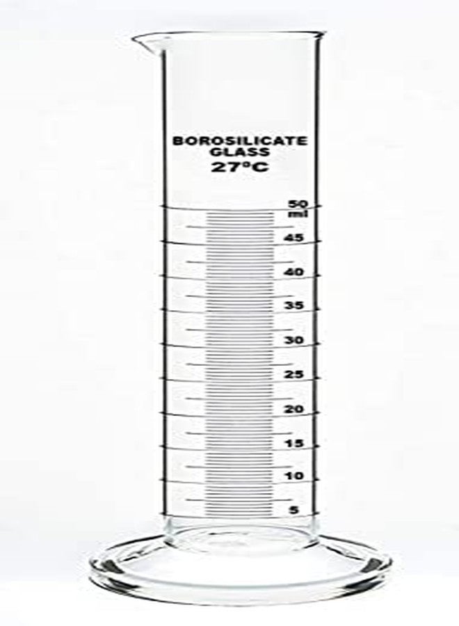 PUSHPA Borosilicate 3.3 Glass Measuring Cylinder with Graduation Marks For Measuring of Liquids (50 ml, 1)